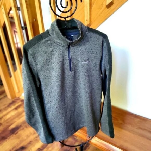 Eddie Bauer 1/4 Zip Sz S Coordinating Darker Greens Long Sleeve Pullover Sweater - Picture 1 of 9